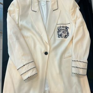 Escada Margaretha ley women’s blazer jacket Ivory Pure Wool SZ L